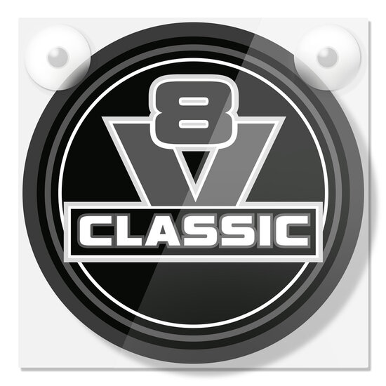 FRONTPLATE WITH IMAGE. LB1067 BLACK V8 CLASSIC ON 18X18CM ACRYLIC