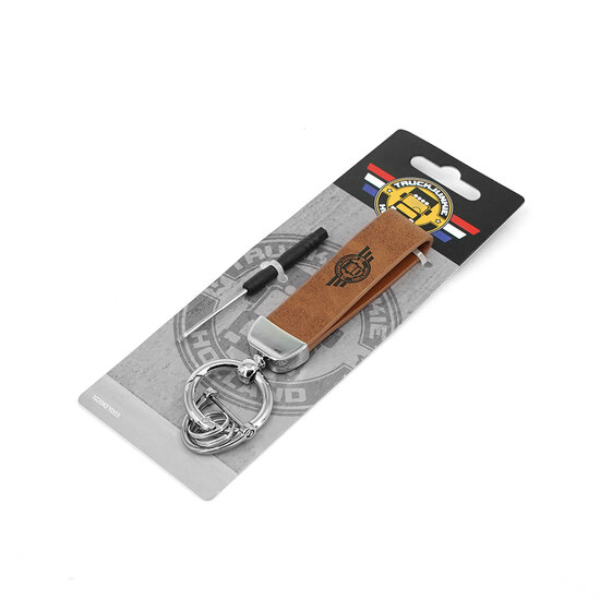 TRUCKJUNKIE KEYCHAIN WITH ENGRAVED LOGO - BROWN with ring