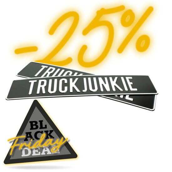 TRUCKJUNKIE - LICENSE PLATE - BLACK WITH WHITE PRINT