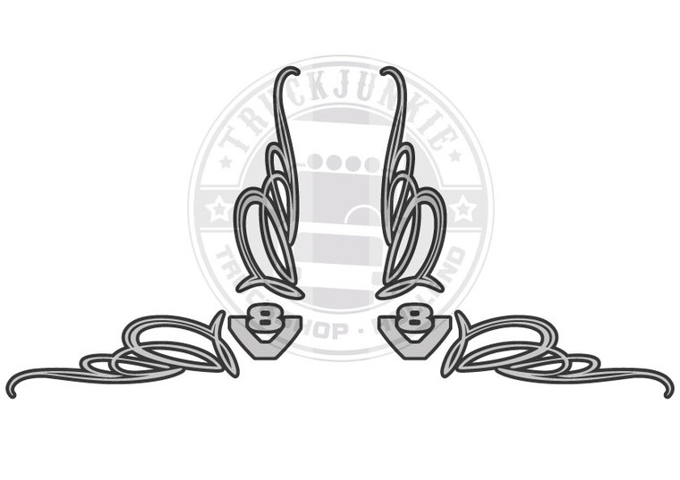 V8 - CORNER WINDOWSTICKER - 2 COLOR