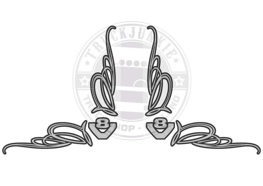 V8 - CORNER WINDOWSTICKER - 2 COLOR