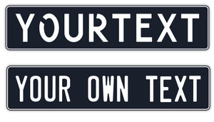 LICENSE PLATE BLUE/WHITE OWN IMPRINT