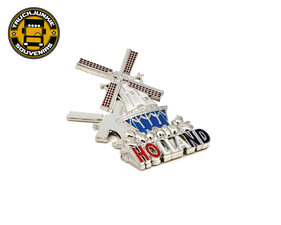 MAGNET WITH CLIP - HOLLAND WINDMILL - SILVER