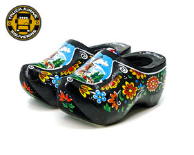 PAIR OF WOODEN CLOGS - 10CM - BLACK