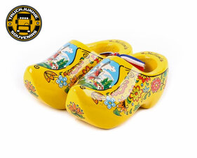 PAIR OF WOODEN CLOGS - 10CM - YELLOW