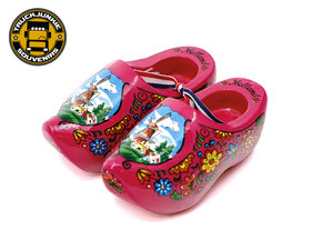 PAIR OF WOODEN CLOGS - 10CM - PINK