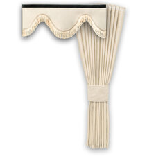 SET SIDE CURTAIN AND WINDOW PELMET - CREAM AND BEIGE FRINGES
